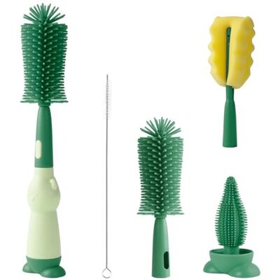 AiQInu Baby Bottle Brush, 4 in 1 Silicone Bottle Brush, BPA Free, Baby Bottle Brush for All Types of Bottles with Nipple Brush, Straw and Wide Brim Bottles AiQInu Baby Bottle Brush, 4 in 1 Silicone Bottle Brush, BPA Free, Baby Bottle Brush for All Types of Bottles with Nipple Brush, Straw and Wide Brim Bottles