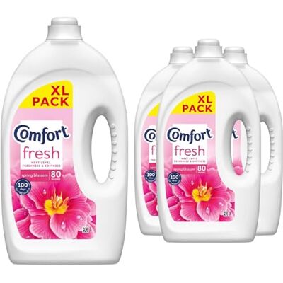 Comfort Spring Blossom Fabric Conditioner 80 Washes 2.4L Fabric Softener Washing Liquid, Lasting Freshness and Softness with Stay Fresh Technology for 100 Days, 4 Pack Comfort Spring Blossom Fabric Conditioner 80 Washes 2.4L Fabric Softener Washing Liquid, Lasting Freshness and Softness with Stay Fresh Technology for 100 Days, 4 Pack