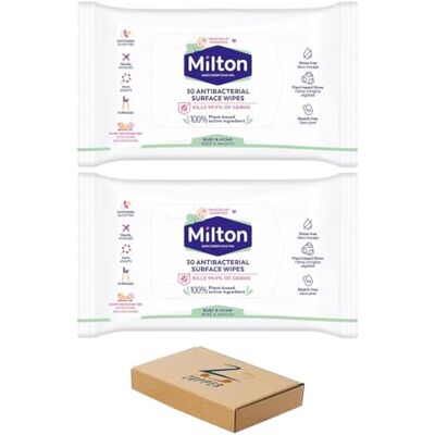 ZOPPER Milton Antibacterial Surface Wipes, 2 x 30 Wipes ZOPPER Milton Antibacterial Surface Wipes, 2 x 30 Wipes