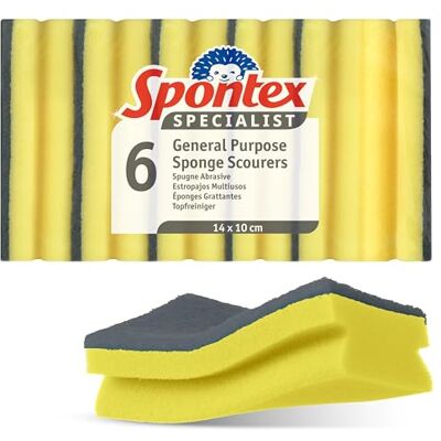 Spontex Specialist Washing Up Sponge Scourers XL Hard Wearing & Versatile for Professional Cleaning 6 Pack Spontex Specialist Washing Up Sponge Scourers XL Hard Wearing & Versatile for Professional Cleaning 6 Pack