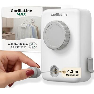 GorillaLine Max Retractable Washing Line Clothes Lines for Outside Extendable Washing Line Rope 4.2m Indoor and Outdoor Clothes Line Max Tighten with GorillaGrip GorillaLine Max Retractable Washing Line Clothes Lines for Outside Extendable Washing Line Rope 4.2m Indoor and Outdoor Clothes Line Max Tighten with GorillaGrip