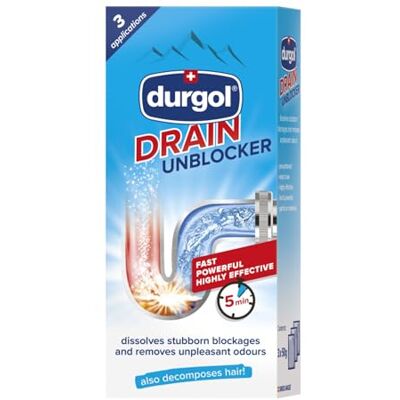 Durgol Drain Cleaner Granules 3 Applications For Kitchen & Bathroom Pipe Cleaner Removes Blockages Durgol Drain Cleaner Granules 3 Applications For Kitchen & Bathroom Pipe Cleaner Removes Blockages