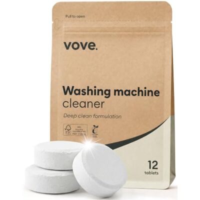 Vove Washing Machine Cleaner Tablets, 12 Count, Front and Top Load Descaler for odour, residue and hard water, enzyme and oxygen-powered formula, FSC-certified kraft packaging Vove Washing Machine Cleaner Tablets, 12 Count, Front and Top Load Descaler for odour, residue and hard water, enzyme and oxygen-powered formula, FSC-certified kraft packaging
