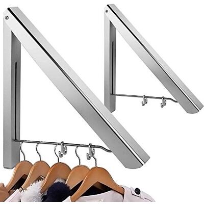 ASelected Folding Clothes Hanger Wall Mounted Clothes Rail Aluminum Foldable Racks for Clothes Hanging Storage Set of 2 ASelected Folding Clothes Hanger Wall Mounted Clothes Rail Aluminum Foldable Racks for Clothes Hanging Storage Set of 2