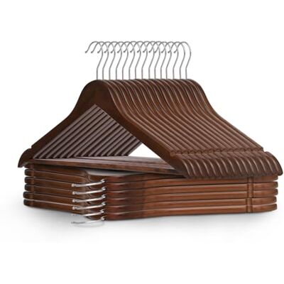 KEPLIN Strong Wooden Coat Hangers with 360 Degree Rotatory Hook & Round Trouser Bar & Shoulder Notches Durable Wardrobe Space Saver Suitable for Coat, Jacket, Suit, Jumper (Walnut, 20 Pack) KEPLIN Strong Wooden Coat Hangers with 360 Degree Rotatory Hook & Round Trouser Bar & Shoulder Notches Durable Wardrobe Space Saver Suitable for Coat, Jacket, Suit, Jumper (Walnut, 20 Pack)