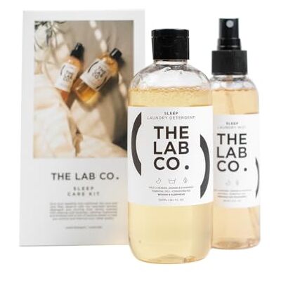 The Lab Co. Sleep Care Kit. Non Bio Laundry Detergent Wash 300ml and Fabric Deodoriser Freshener Mist Spray 150ml for bedding, sleepwear and pillows. Lavender & Chamomile. The Lab Co. Sleep Care Kit. Non Bio Laundry Detergent Wash 300ml and Fabric Deodoriser Freshener Mist Spray 150ml for bedding, sleepwear and pillows. Lavender & Chamomile.