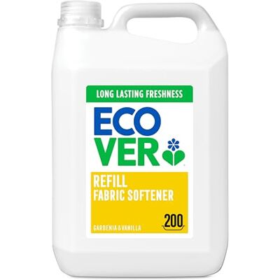 Ecover Concentrated Fabric Softener Refill, Fabric Conditioner to Soften Your Clothes, Vanilla & Gardenia Scent 1 x 200 Washes, 1 x 5L Ecover Concentrated Fabric Softener Refill, Fabric Conditioner to Soften Your Clothes, Vanilla & Gardenia Scent 1 x 200 Washes, 1 x 5L