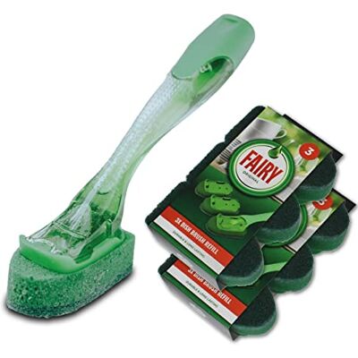 Addis Fairy Soap Dispensing Dish Brush Non-Scratch with 6 Refills Soap dispensing dish brush with non-scratch sponge and 6 replacement refills for everyday washing up and kitchen cleaning Addis Fairy Soap Dispensing Dish Brush Non-Scratch with 6 Refills Soap dispensing dish brush with non-scratch sponge and 6 replacement refills for everyday washing up and kitchen cleaning