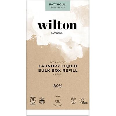 Wilton London Eco Friendly Patchouli Laundry Liquid Refill (112 Washes, 4L) Non-Bio, Plant-Based Biodegradable Washing Detergent Pack with Essential Oils, Long-Lasting Fragrance UK Made Wilton London Eco Friendly Patchouli Laundry Liquid Refill (112 Washes, 4L) Non-Bio, Plant-Based Biodegradable Washing Detergent Pack with Essential Oils, Long-Lasting Fragrance UK Made