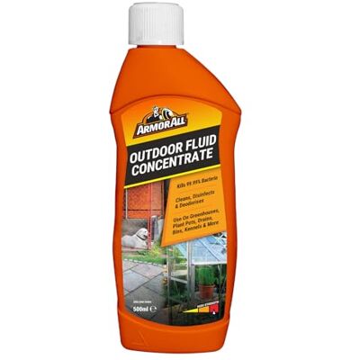 Armor All Outdoor Fluid, 500ml, Kills 99.9% Bacteria, Disinfects Greenhouses, Plantpots, Drains, Bins, Kennels, Stables Armor All Outdoor Fluid, 500ml, Kills 99.9% Bacteria, Disinfects Greenhouses, Plantpots, Drains, Bins, Kennels, Stables