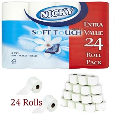 Nicky Soft Touch 24 Rolls 2 Ply Soft Touch Toilet Tissues 200 Sheets Per Roll Nicky Soft Touch 24 Rolls 2 Ply Soft Touch Toilet Tissues 200 Sheets Per Roll