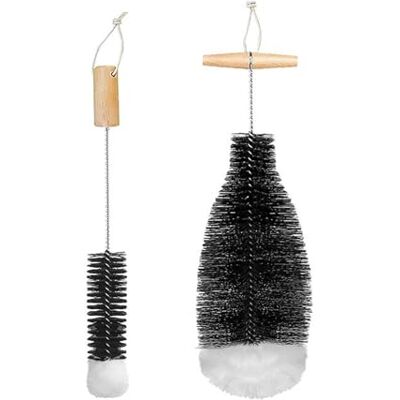 Yitaocity 2in1 35cm Extra Long Bottle Brush with Wooden Handle, 100% Scratch-Free Bottle Cleaning Brush Deep Cleaner for Washing Thermos Cup Narrow Neck Beer, Wine Bottles (Black) Yitaocity 2in1 35cm Extra Long Bottle Brush with Wooden Handle, 100% Scratch-Free Bottle Cleaning Brush Deep Cleaner for Washing Thermos Cup Narrow Neck Beer, Wine Bottles (Black)