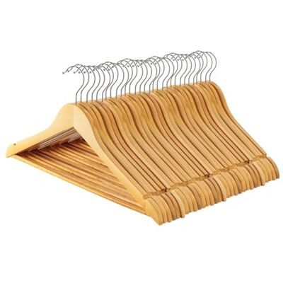Harbour Housewares Strong Natural Wooden Coat Hangers with 360 Degree Rotatory Hook Pack of 30 Wood Clothes Hangers with Round Trouser Bar and Non Slip Shoulder Notches Wardrobe Storage Harbour Housewares Strong Natural Wooden Coat Hangers with 360 Degree Rotatory Hook Pack of 30 Wood Clothes Hangers with Round Trouser Bar and Non Slip Shoulder Notches Wardrobe Storage