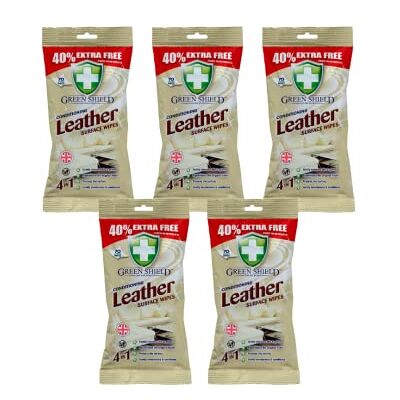 Generic Value Pack of 5 Packs of Greenshield Care & Protect Conditioning Leather Surface Wipes (70 Wipes per pack) 350 Wipes Total Pack Generic Value Pack of 5 Packs of Greenshield Care & Protect Conditioning Leather Surface Wipes (70 Wipes per pack) 350 Wipes Total Pack