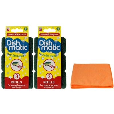 Topest 6X Fillable Washing Up Brush Refills Bundle (2X 3 Refills) General Purpose Brush Refills with Ultra Absorbent Microfibre Cleaning Cloth Topest 6X Fillable Washing Up Brush Refills Bundle (2X 3 Refills) General Purpose Brush Refills with Ultra Absorbent Microfibre Cleaning Cloth