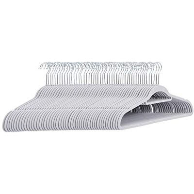 Amazon Basics Velvet Suit Hangers with Tie Hanger, Light Grey (50-Pack) Amazon Basics Velvet Suit Hangers with Tie Hanger, Light Grey (50-Pack)