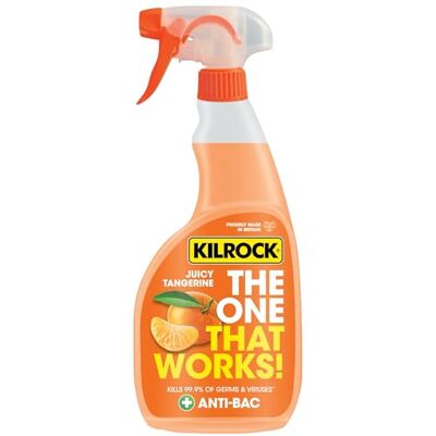 Kilrock THE ONE THAT WORKS! Multi-Surface Cleaner Spray 750ml Juicy Tangerine Anti-Bacterial Spray Use on All Hard Surfaces in your home Kitchen, Bathroom, Bedroom, Lounge, Conservatory Kilrock THE ONE THAT WORKS! Multi-Surface Cleaner Spray 750ml Juicy Tangerine Anti-Bacterial Spray Use on All Hard Surfaces in your home Kitchen, Bathroom, Bedroom, Lounge, Conservatory