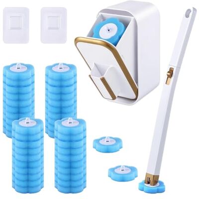 FunceTends Disposable Toilet Brush Set, 48 Cleaner Refills, Bowl Toilet Brush with Wall Mounted Holder, 360 Degree Cleaning Toilet Cleaning, Suitable for Bathroom and Toilet Cleaning FunceTends Disposable Toilet Brush Set, 48 Cleaner Refills, Bowl Toilet Brush with Wall Mounted Holder, 360 Degree Cleaning Toilet Cleaning, Suitable for Bathroom and Toilet Cleaning