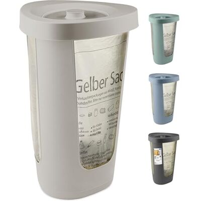 Rotho Fabu Bin Bag Stand Yellow Bag with Lid, Plastic (PP Recycled), Cappuccino, (40.0 x 40.0 x 62.1 cm) Rotho Fabu Bin Bag Stand Yellow Bag with Lid, Plastic (PP Recycled), Cappuccino, (40.0 x 40.0 x 62.1 cm)