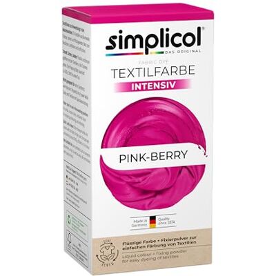 simplicol Fabric Dye Intensive Pink-Berry Easy Dyeing in The Washing Machine Liquid Colour & Fixing Powder Pack of 1 simplicol Fabric Dye Intensive Pink-Berry Easy Dyeing in The Washing Machine Liquid Colour & Fixing Powder Pack of 1