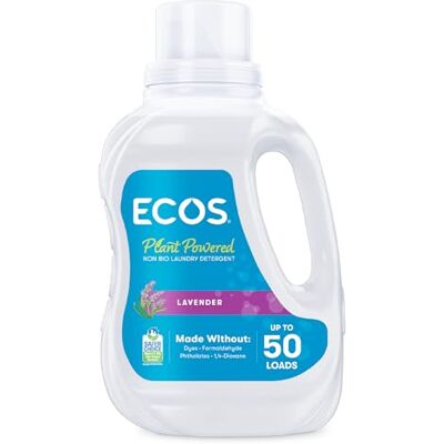 ECOS Laundry Detergent Biodegradable Plant Based Coconut Derived Laundry Liquid, Vegan and Suitable for Sensitive Skin, Results at All Temperatures, 50 Loads, Lavender, 1.5L ECOS Laundry Detergent Biodegradable Plant Based Coconut Derived Laundry Liquid, Vegan and Suitable for Sensitive Skin, Results at All Temperatures, 50 Loads, Lavender, 1.5L