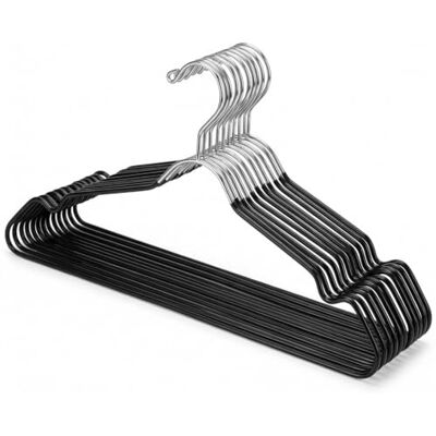 USTECH Metal Space Saving Clothes Hangers Trouser Bar with Shoulder Notch Thin Hangers Perfect for Coat, Suit, and Pants Non-Slip Coating and Large Hook for Added Safety Pack of 24 USTECH Metal Space Saving Clothes Hangers Trouser Bar with Shoulder Notch Thin Hangers Perfect for Coat, Suit, and Pants Non-Slip Coating and Large Hook for Added Safety Pack of 24