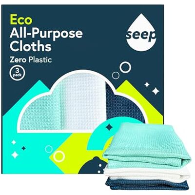 SEEP Eco All Purpose Cloths Multi-Purpose Lyocell Cleaning Cloth Dish Cloths Pack of 3 SEEP Eco All Purpose Cloths Multi-Purpose Lyocell Cleaning Cloth Dish Cloths Pack of 3