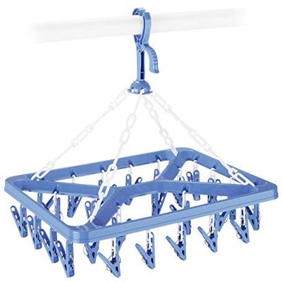 Whitmor Clip and Drip Hanger Hanging Drying Rack 26 Clips, Blue Whitmor Clip and Drip Hanger Hanging Drying Rack 26 Clips, Blue
