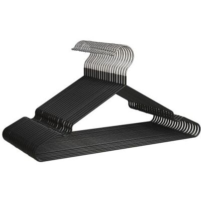 PORTENTUM 20 Pack Black Space Saving Heavy Duty Heavy Duty Clothes Hangers Metal Rubber Coated Clothes Hangers for Dresses, For All Clothes and Trousers PORTENTUM 20 Pack Black Space Saving Heavy Duty Heavy Duty Clothes Hangers Metal Rubber Coated Clothes Hangers for Dresses, For All Clothes and Trousers