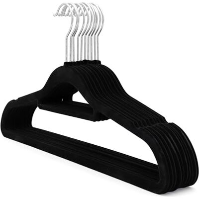 The Hanger Store 40 Pack Velvet Non-Slip Coat Hangers for Clothes, Black The Hanger Store 40 Pack Velvet Non-Slip Coat Hangers for Clothes, Black