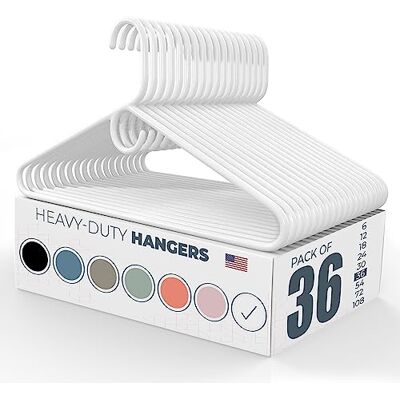 Neaties Made in USA Heavy Duty Plastic Clothes Hangers Bulk, 20 30 50 100 Pack Available, Strong Plastic Hangers, Jacket Coat Hangers, Thick Plastic Hanger for Closet and Clothing Hangars (36pk White) Neaties Made in USA Heavy Duty Plastic Clothes Hangers Bulk, 20 30 50 100 Pack Available, Strong Plastic Hangers, Jacket Coat Hangers, Thick Plastic Hanger for Closet and Clothing Hangars (36pk White)