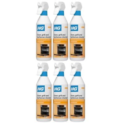 HG Oven, Grill & Barbecue Cleaner Spray Dissolves Baked-On Grease 500ml (Pack of 6) HG Oven, Grill & Barbecue Cleaner Spray Dissolves Baked-On Grease 500ml (Pack of 6)