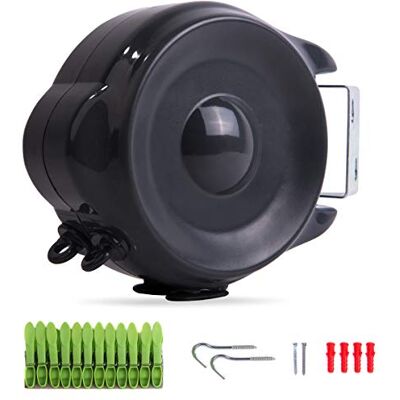 JS HANGER Retractable Clothesline Outdoor Indoor Laundry Line 99 FT Double Lines Heavy Duty Wall Mounted Washing Line, Portable Clothes Drying Line with 24pcs Free Pegs (Black) JS HANGER Retractable Clothesline Outdoor Indoor Laundry Line 99 FT Double Lines Heavy Duty Wall Mounted Washing Line, Portable Clothes Drying Line with 24pcs Free Pegs (Black)