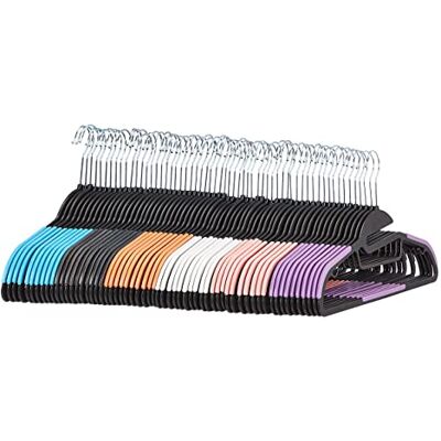 Amazon Basics Space Saving Non-Slip Plastic Hangers with 10 Finger Clips, 6 Colours (60-Pack) Amazon Basics Space Saving Non-Slip Plastic Hangers with 10 Finger Clips, 6 Colours (60-Pack)