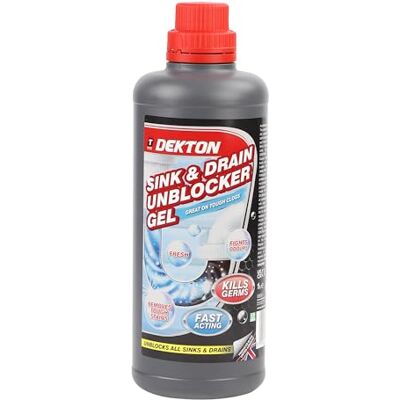DEKTON 1 Litre Sink and Drain Unblocker Powerful Formula to Unblock & Sanitize Sinks Cuts Through Dirt, Grease & Soap Scum Leaves Bathroom and Kitchen Sinks Clean & Fresh Ideal for Regular Use DEKTON 1 Litre Sink and Drain Unblocker Powerful Formula to Unblock & Sanitize Sinks Cuts Through Dirt, Grease & Soap Scum Leaves Bathroom and Kitchen Sinks Clean & Fresh Ideal for Regular Use