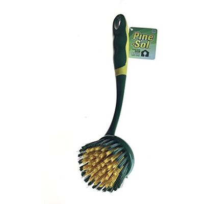 Pine-Sol Long Handle Dish Brush – Heavy Duty Bristle Kitchen Scrubber, Safe with Non-Stick Cookware, Green, Round Pine-Sol Long Handle Dish Brush – Heavy Duty Bristle Kitchen Scrubber, Safe with Non-Stick Cookware, Green, Round