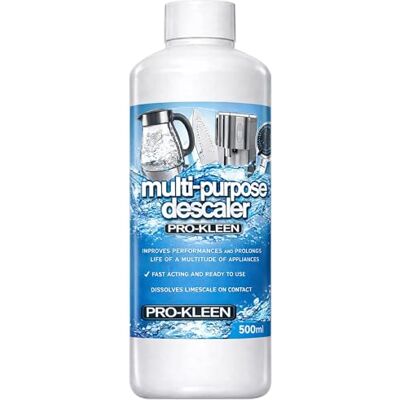Pro-Kleen Multi-Purpose Descaler 1L Fast-Acting Concentrate & Dissolves Limescale Prolongs Life of Coffee Machines, Kettles, Irons, Showerheads, Taps and More! Pro-Kleen Multi-Purpose Descaler 1L Fast-Acting Concentrate & Dissolves Limescale Prolongs Life of Coffee Machines, Kettles, Irons, Showerheads, Taps and More!