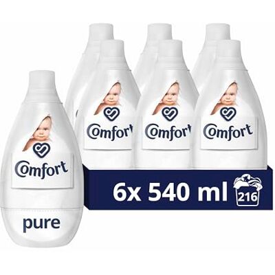 Comfort Pure Ultra-Concentrated Fabric Conditioner dermatologically tested gentle next to sensitive skin 6x 540 ml (216 washes) Comfort Pure Ultra-Concentrated Fabric Conditioner dermatologically tested gentle next to sensitive skin 6x 540 ml (216 washes)