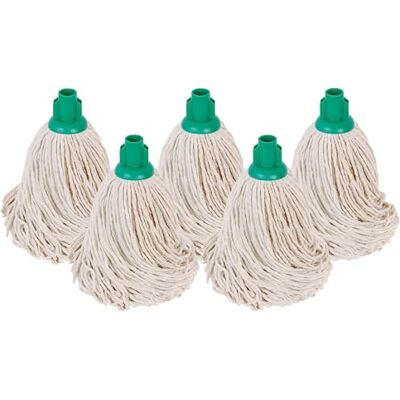 Abbey No.16 Socket Cotton Mop heads Replacement Pack of 5 – Super Absorbent String Mop Universal Screw On Socket Floor Cleaning Heavy Duty mop head ( Green ) Abbey No.16 Socket Cotton Mop heads Replacement Pack of 5 – Super Absorbent String Mop Universal Screw On Socket Floor Cleaning Heavy Duty mop head ( Green )