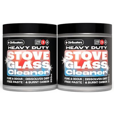 Dirtbusters Stove Glass Cleaner, Powerful Pro Cleaning Paste For All Log Burner, Stove & Fireplace Window & Glass (2x250g) Dirtbusters Stove Glass Cleaner, Powerful Pro Cleaning Paste For All Log Burner, Stove & Fireplace Window & Glass (2x250g)