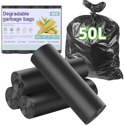 Carehabi Bin Liners, Organic Waste Bags, 50 L, Pack of 60 Organic Bin Liners, Kitchen Organic Rubbish Bags, Tear-Resistant and Waterproof Waste Bags, Biodegradable Bags for Kitchen, Office, Living Room (W 60 x Carehabi Bin Liners, Organic Waste Bags, 50 L, Pack of 60 Organic Bin Liners, Kitchen Organic Rubbish Bags, Tear-Resistant and Waterproof Waste Bags, Biodegradable Bags for Kitchen, Office, Living Room (W 60 x