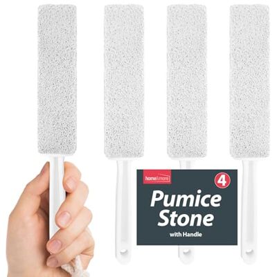 SOL 4pk Toilet Pumice Stone with Handle Removes Limescale & Rust Stains Scrapes hard water stains without scratching porcelain, easy reach design, for bathroom cleaning SOL 4pk Toilet Pumice Stone with Handle Removes Limescale & Rust Stains Scrapes hard water stains without scratching porcelain, easy reach design, for bathroom cleaning