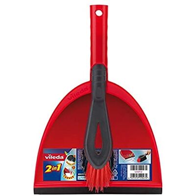 Vileda Dustpan and Brush Set, Red Vileda Dustpan and Brush Set, Red