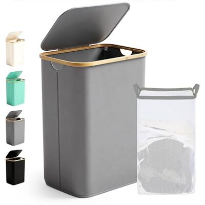 Ribelli Laundry Basket 85 Litres, Foldable Laundry Hamper with Lid and Removable Laundry Bag, Laundry Bin Narrow for Laundry Room, Bathroom, Bedroom, Grey Ribelli Laundry Basket 85 Litres, Foldable Laundry Hamper with Lid and Removable Laundry Bag, Laundry Bin Narrow for Laundry Room, Bathroom, Bedroom, Grey