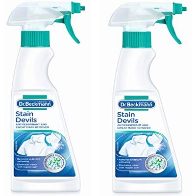 Dr Beckmann - Stain Devils Antiperspirant & Sweat Mark Remover Spray - 2 x 250ml - Stain Remover Dr Beckmann - Stain Devils Antiperspirant & Sweat Mark Remover Spray - 2 x 250ml - Stain Remover