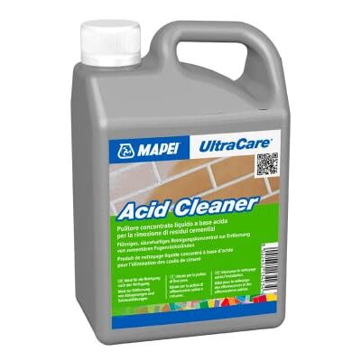 Mapei Ultracare ACID CLEANER, multi-purpose liquid cleaner with acid base for porcelain stoneware, ceramic tiles and stone, canister 1 Lt. Mapei Ultracare ACID CLEANER, multi-purpose liquid cleaner with acid base for porcelain stoneware, ceramic tiles and stone, canister 1 Lt.