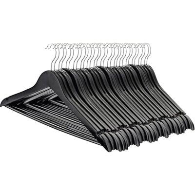 Harbour Housewares Strong Black Wooden Coat Hangers with 360 Degree Rotatory Hook Pack of 30 Wood Clothes Hangers with Round Trouser Bar and Non Slip Shoulder Notches Wardrobe Storage Harbour Housewares Strong Black Wooden Coat Hangers with 360 Degree Rotatory Hook Pack of 30 Wood Clothes Hangers with Round Trouser Bar and Non Slip Shoulder Notches Wardrobe Storage
