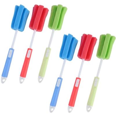 Zirax 6 Pcs Sponge Bottle Brush Set with Long Handle, Soft Foam Cleaning Brushes for Washing Up Cups, Mugs, Kettles, Wine Glasses and Thermos Zirax 6 Pcs Sponge Bottle Brush Set with Long Handle, Soft Foam Cleaning Brushes for Washing Up Cups, Mugs, Kettles, Wine Glasses and Thermos
