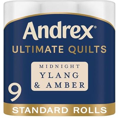 Andrex Ultimate Quilts Toilet Roll with Midnight Ylang & Amber Fragrance, 9 Rolls (155 Sheets) Andrex Ultimate Quilts Toilet Roll with Midnight Ylang & Amber Fragrance, 9 Rolls (155 Sheets)