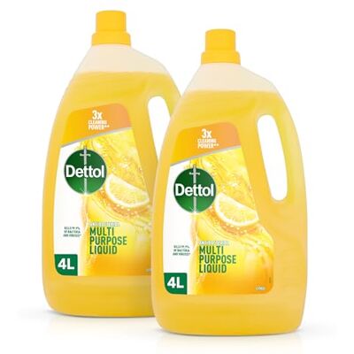 Dettol Citrus Surface Cleaner 2x4L Multi-Purpose Antibacterial Disinfectant for Floors, Kitchen, Grease, Sinks Powerful Household Cleaning Liquid Dettol Citrus Surface Cleaner 2x4L Multi-Purpose Antibacterial Disinfectant for Floors, Kitchen, Grease, Sinks Powerful Household Cleaning Liquid